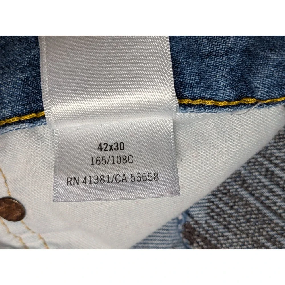 Polo Ralph Lauren Men's 42x30 Light Wash Blue Distressed Denim Jeans